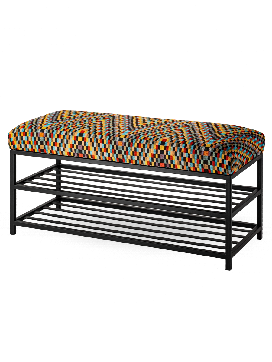 Banc en métal rembourré pour le couloir
