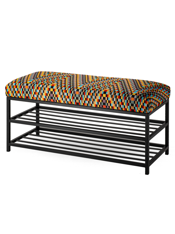 Banc en métal rembourré pour le couloir