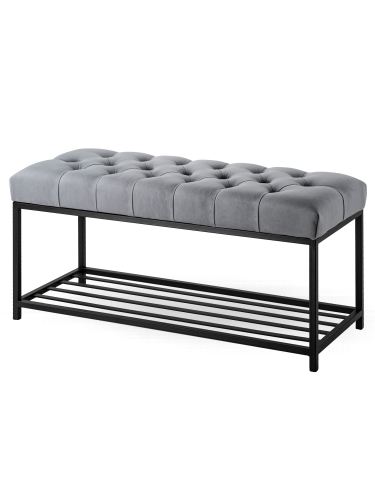 Banc matelassé gris de style industriel