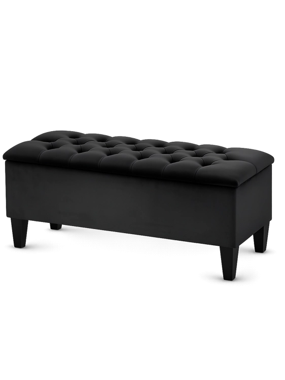 Moderner gesteppter Pouf mit Stauraum in Schwarz