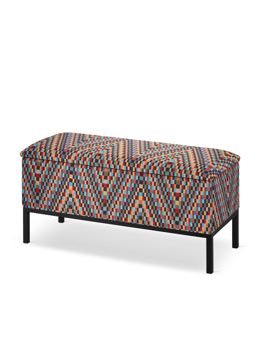 banc à motifs avec rangement pour le couloir