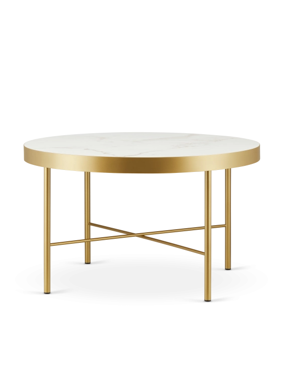 Runder Couchtisch mit Marmorplatte und elegantem Goldfuß