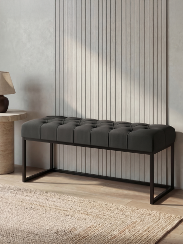 pikowana ławka grafitowa