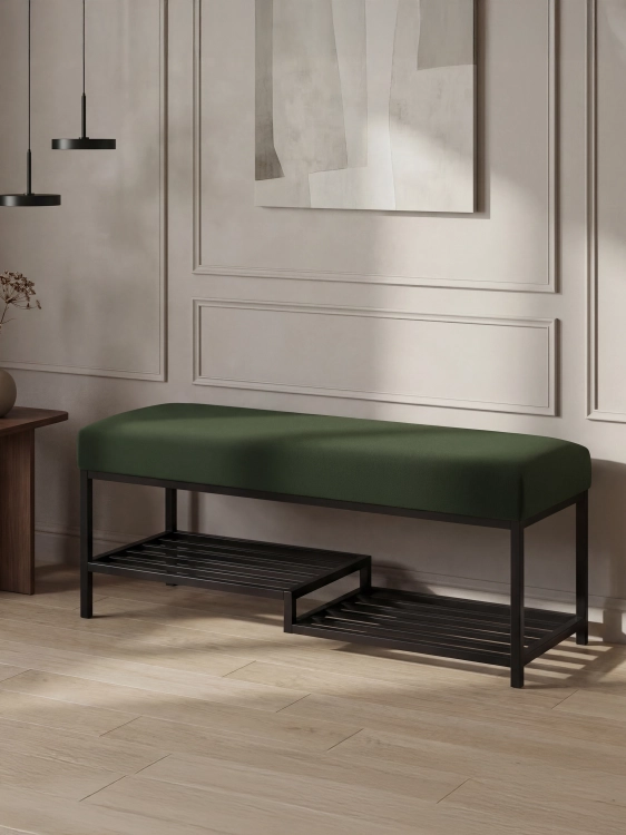 zielona ławka industrialna do przedpokoju