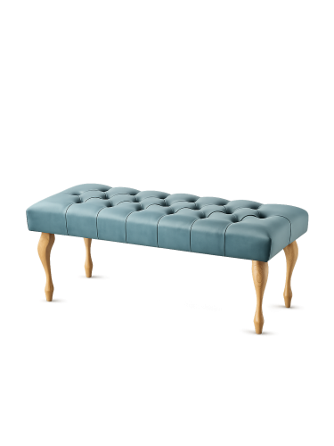 Banc élégant touffeté menthe avec pieds en bois, parfait pour un salon, une chambre ou un couloir