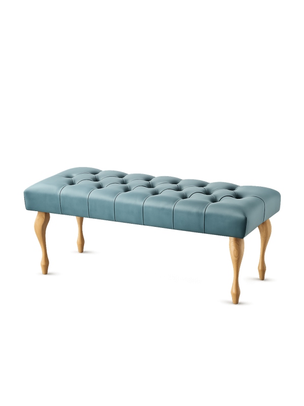 Banc élégant touffeté menthe avec pieds en bois, parfait pour un salon, une chambre ou un couloir