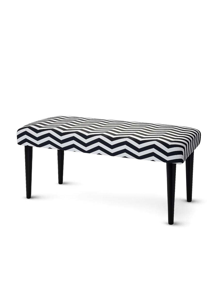 banc rembourré à motif en zigzag