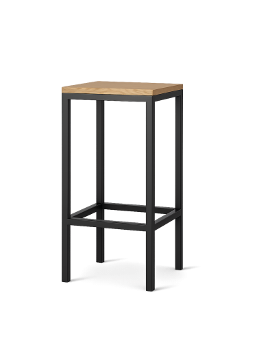 tabouret en métal avec assise en bois