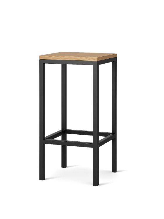 tabouret en métal avec assise en bois