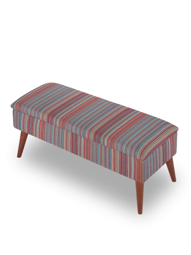 banc avec rangement à rayures colorées