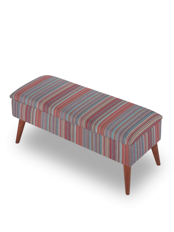 banc avec rangement à rayures colorées