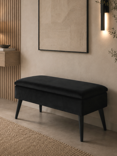 banc noir avec rangement