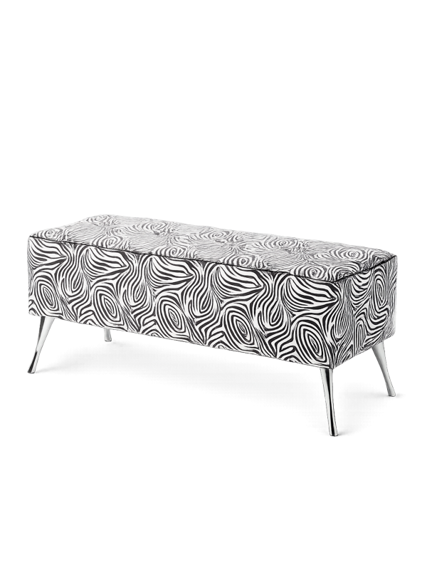 Banc rembourré à motif zèbre, parfait pour le couloir