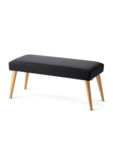 Banc rembourré en graphite sur pieds en bois