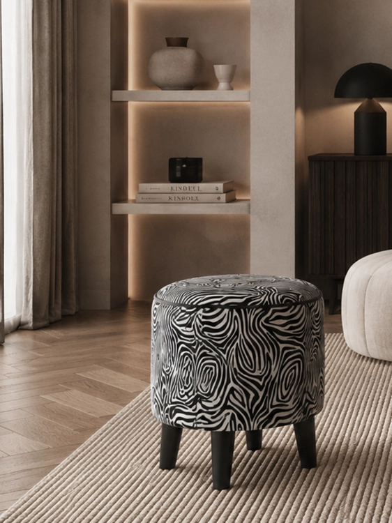 pouf rond zèbre