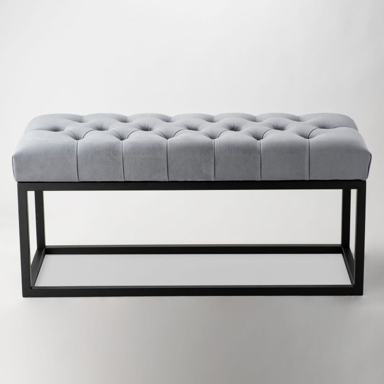 Banc matelassé Loft sur base en métal
