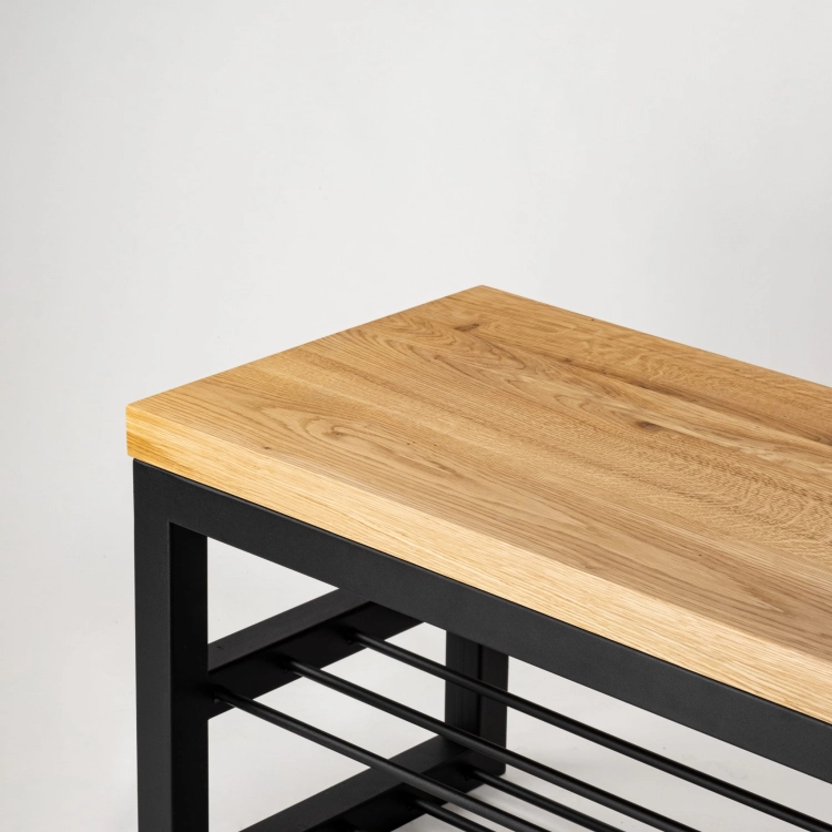 Banc industriel avec plateau en bois pour intérieur loft