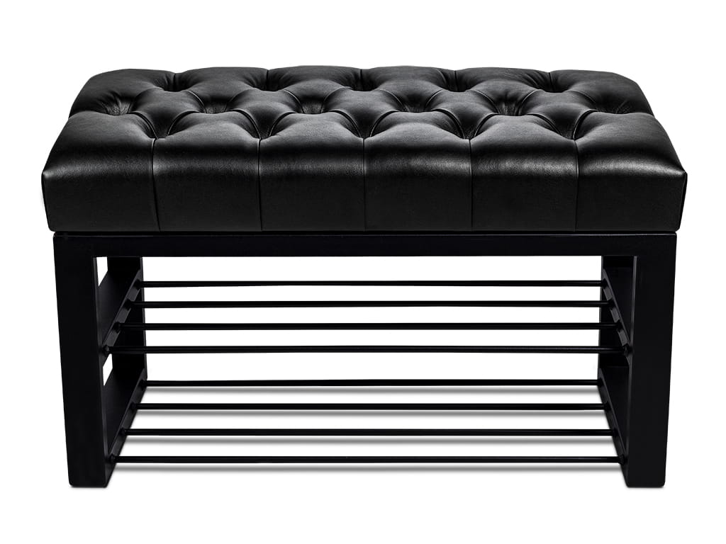Banc à chaussures en cuir pour le couloir
