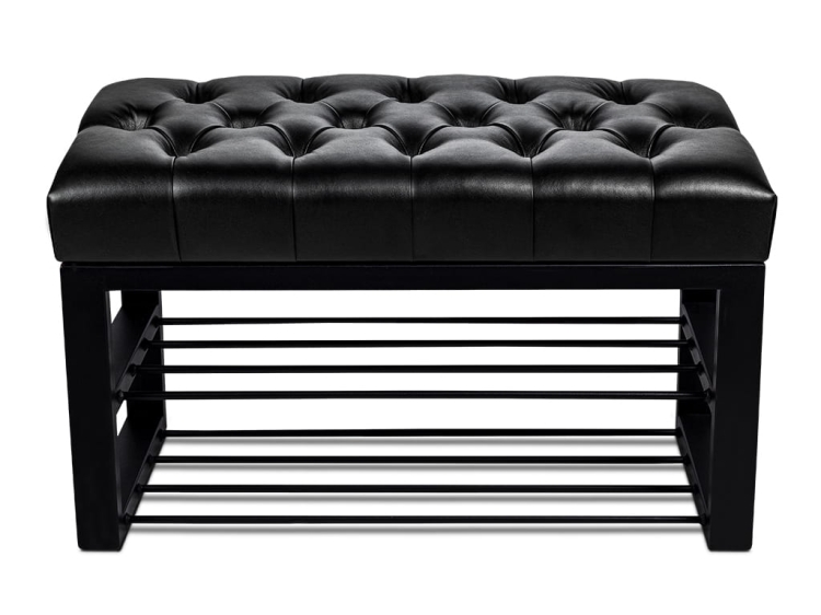 Banc à chaussures en cuir pour le couloir