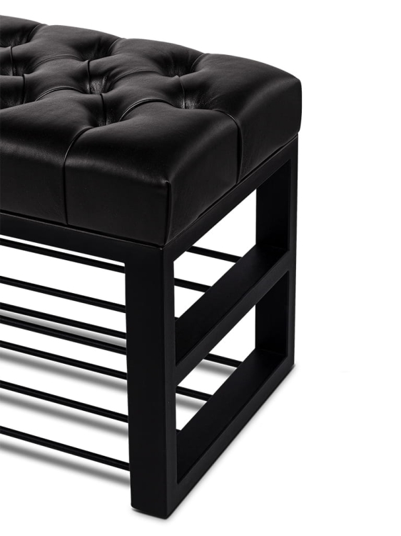 Banc à chaussures en cuir pour le couloir