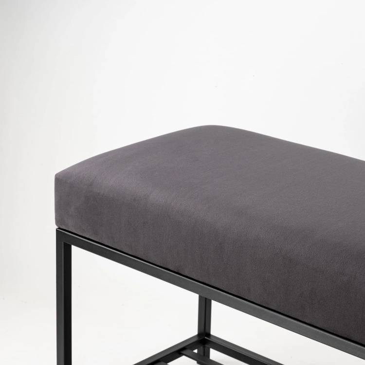 Banc rembourré couleur graphite avec structure en métal