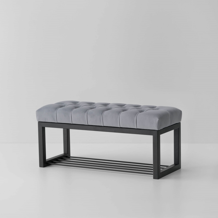 Banc industriel pour le couloir avec étagère à chaussures