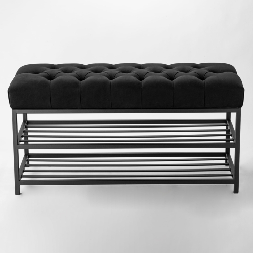 Banc en métal noir, parfait pour le couloir