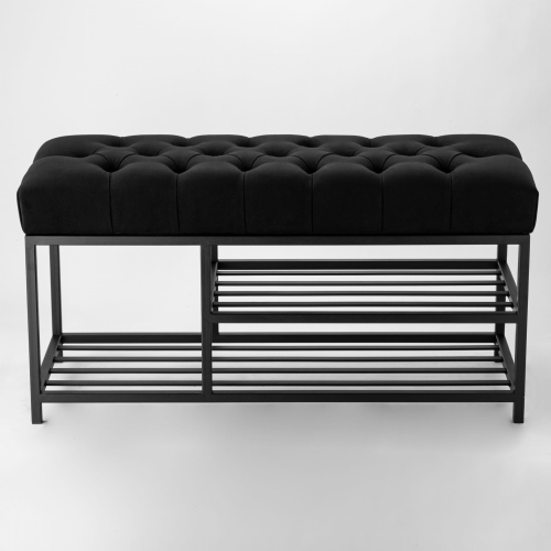 Banc en métal noir, parfait pour le couloir