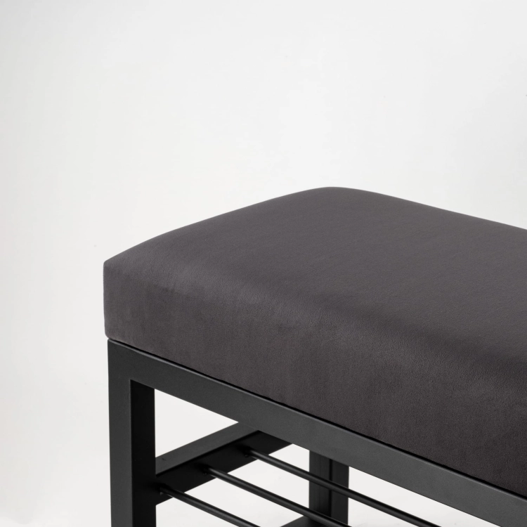 Banc de couloir rembourré avec étagères à chaussures
