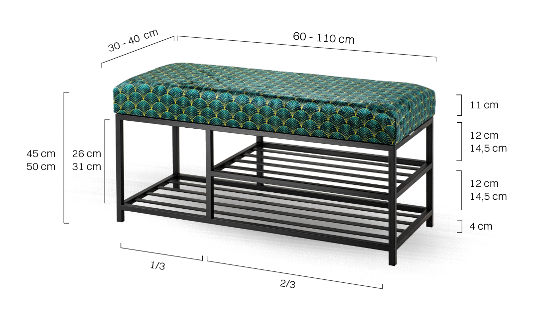 Banc rembourré de style loft sur base en métal