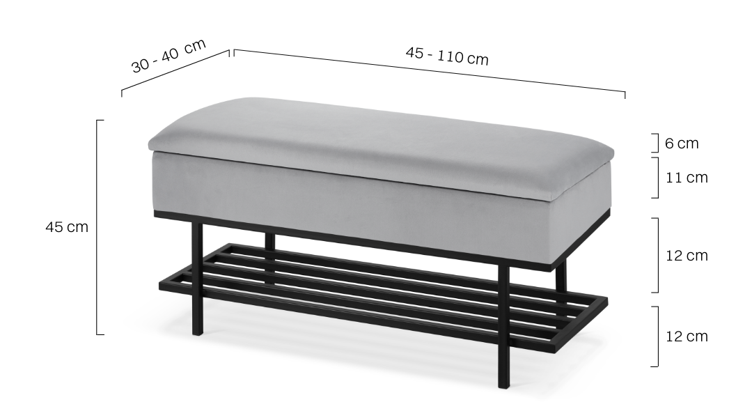 Grauer Schuhkarton mit Regal