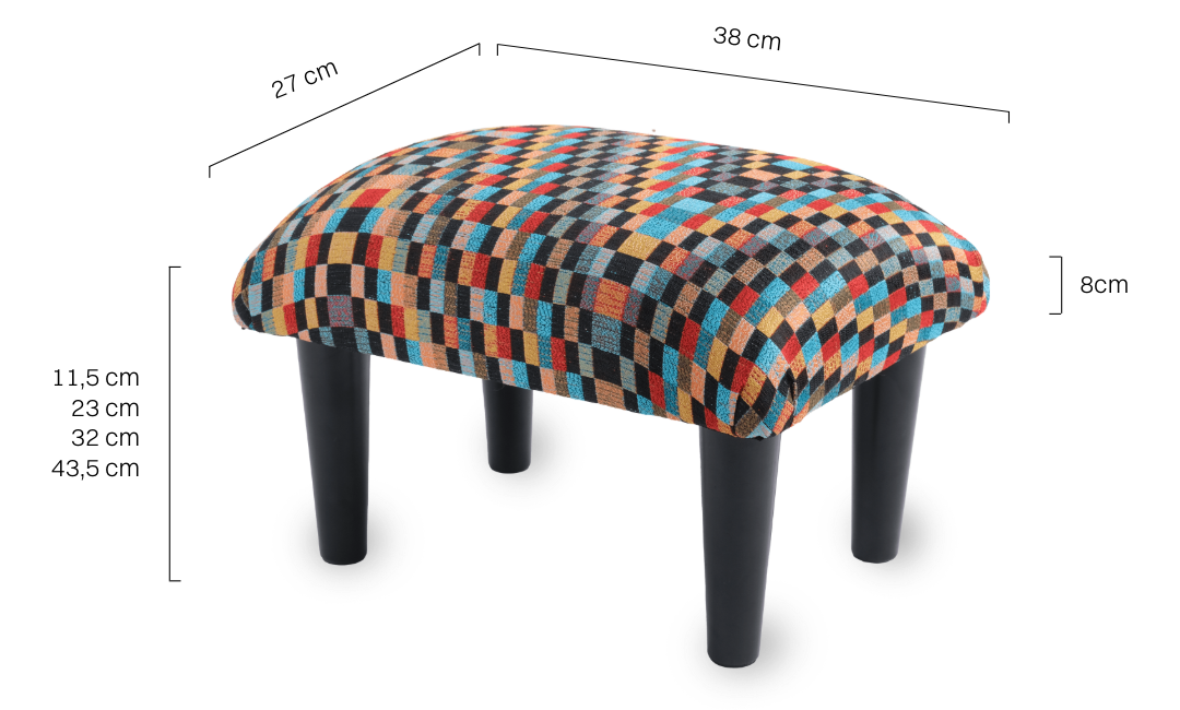Repose-pieds de fauteuil aux couleurs vives, meuble confortable et décoratif
