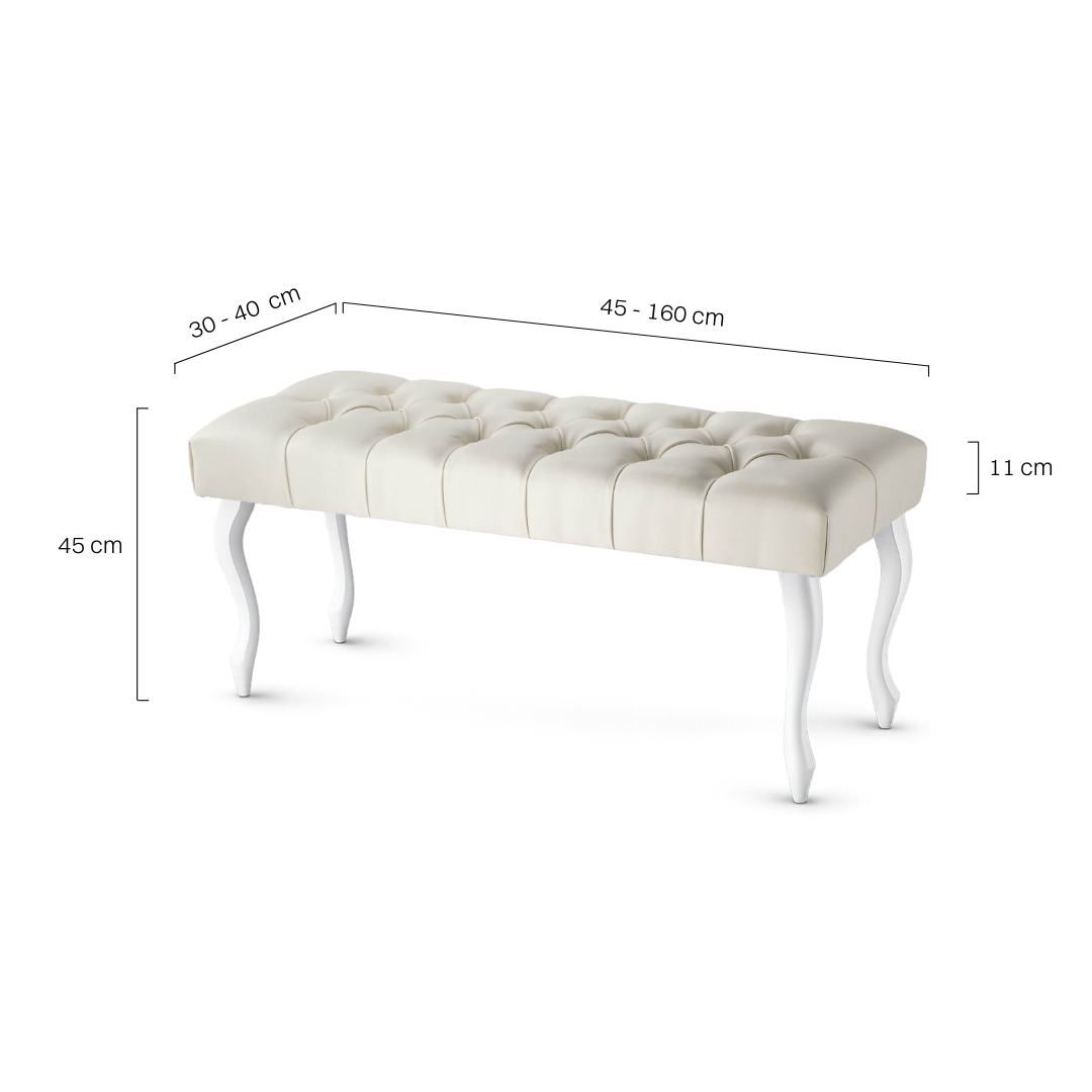 Banc en cuir pour couloir, matelassé crème, confort et style à la fois