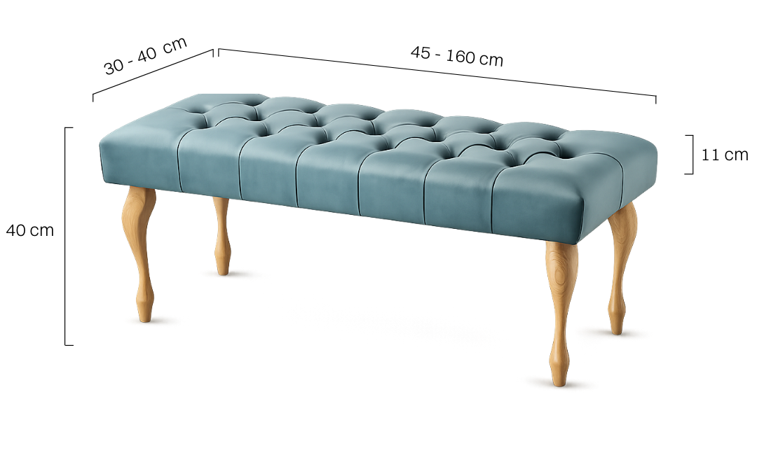 Banc capitonné menthe avec pieds en bois : une touche de fraîcheur pour un intérieur lumineux et moderne
