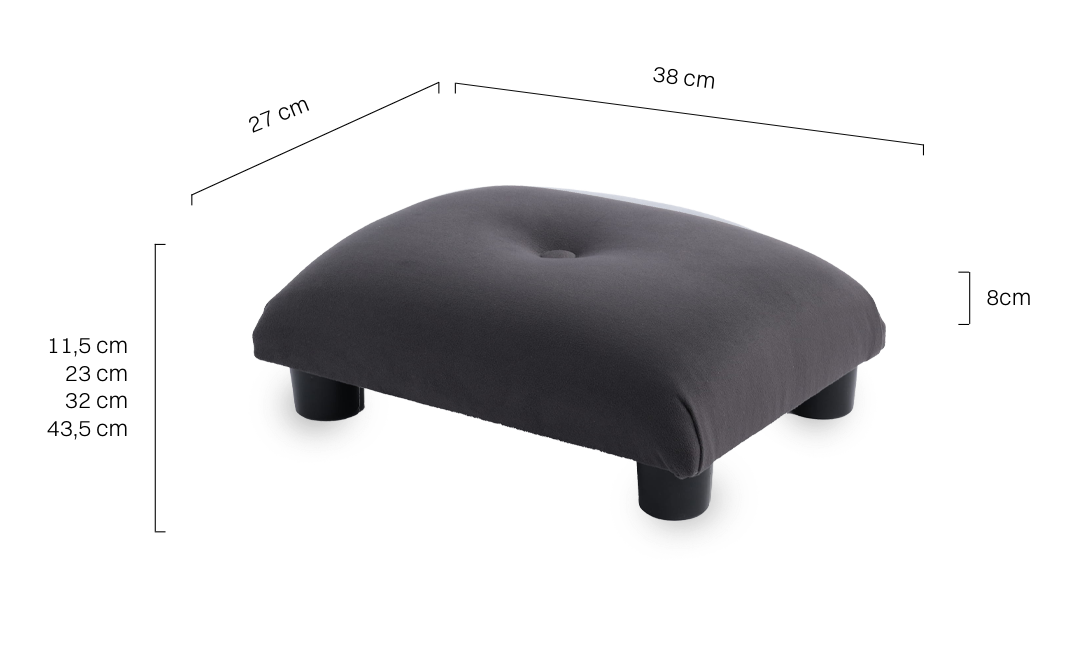 Repose-pieds matelassé élégant couleur graphite – confortable et esthétique.