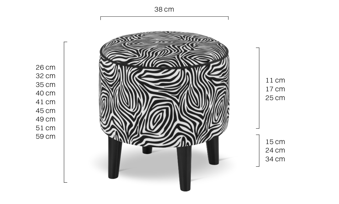 okrągła pufa zebra