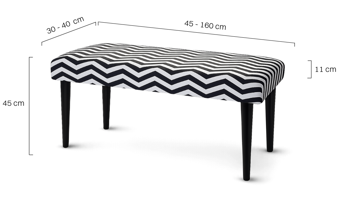 banc rembourré à motif en zigzag