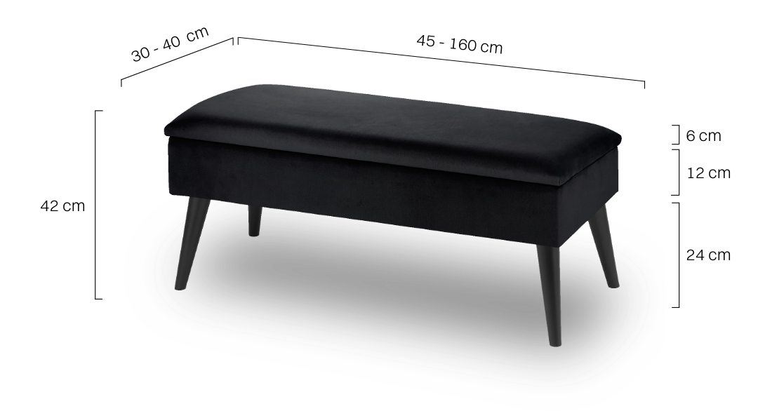 banc noir avec rangement