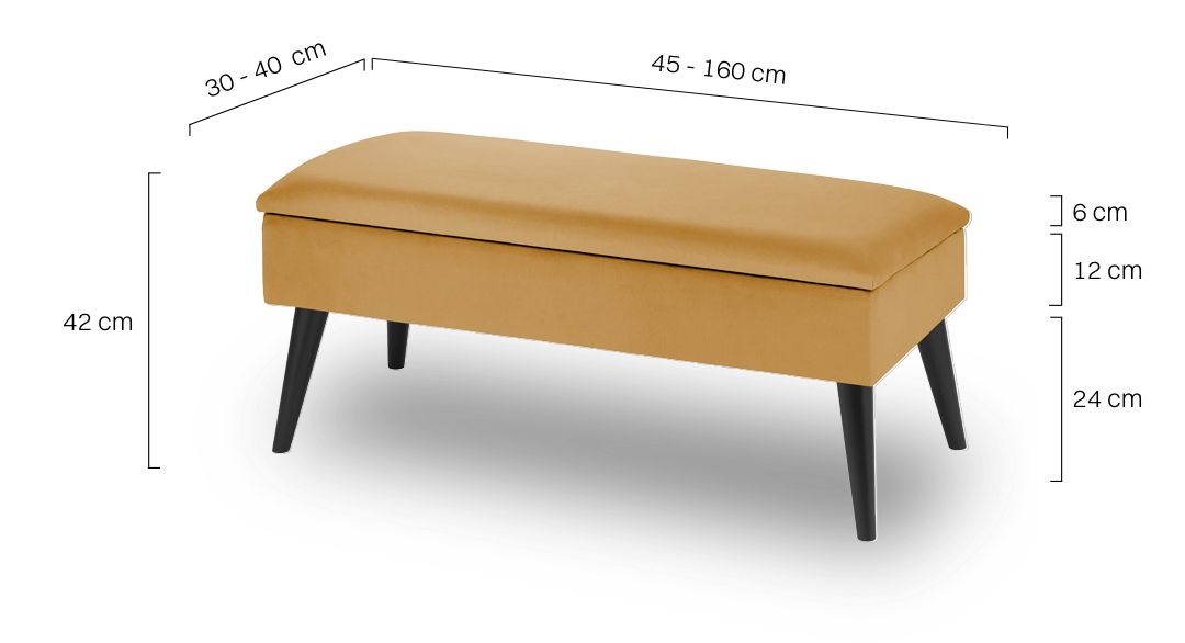 pouf d'entrée rembourré jaune avec rangement